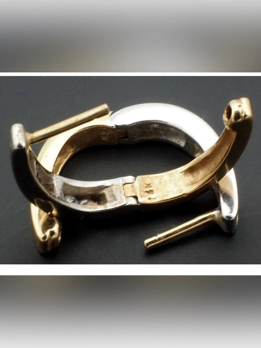 Vintage 14 Karat Gold Earrings. 16 Diamonds. Combination of White & Yellow Gold.